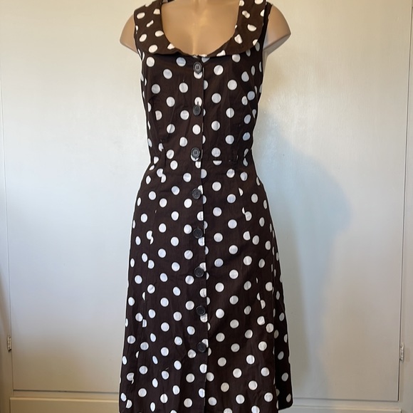 Mlle Gabrielle Dresses & Skirts - MLLE GABRIELLE midi polka dot brown/ white color, size 1X” womens DRESS